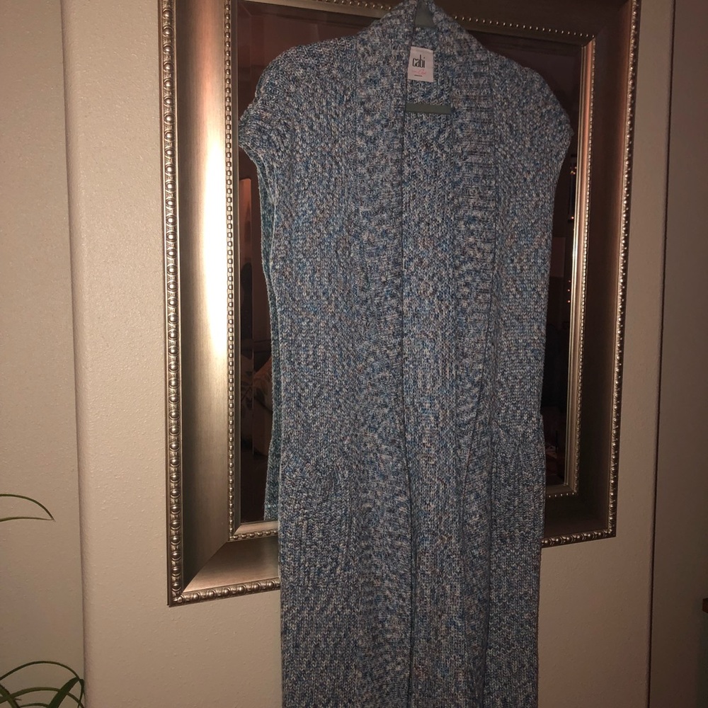 Blue Long Knit Vest
